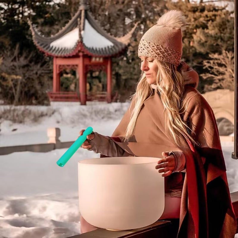 UPCEED Singing Bowl Mallet Hollow Acrylic Silicone Rubber Striker Mallet for Playing Quartz Crystal Singing Bowls with Bundle Pocket(Green) - Image 4